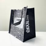 PP Woven Black White Reusable Shopping Bag with Notebook Design – K008
