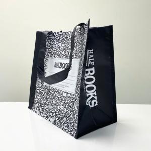 PP Woven Black White Reusable Shopping Bag with Notebook Design – K008