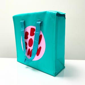 Reusable Green Woven Cooler Bag with Zipper – K017