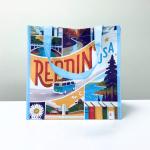 RPET Reusable Light Blue Shopping Bag with Scenic Print – K003