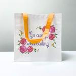 RPET Reusable White Shopping Bag with Flower Design – K015