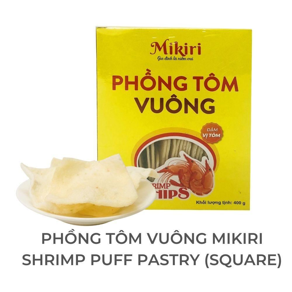 Giá tốt Tôm phồng 400gr Loại sản phẩm Bao bì hộp thực phẩm Vị mặn Hàng hiệu: Mikiri Tinh bột sắn, tôm (15%) 24 tháng