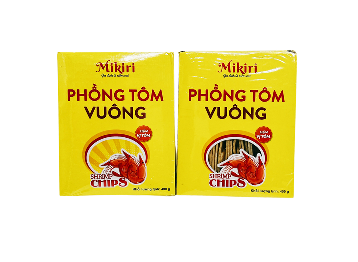 Giá tốt Tôm phồng 400gr Loại sản phẩm Bao bì hộp thực phẩm Vị mặn Hàng hiệu: Mikiri Tinh bột sắn, tôm (15%) 24 tháng